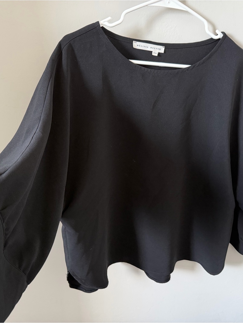 MELISSA NEPTON Black Women's Long Sleeve Boatneck Top